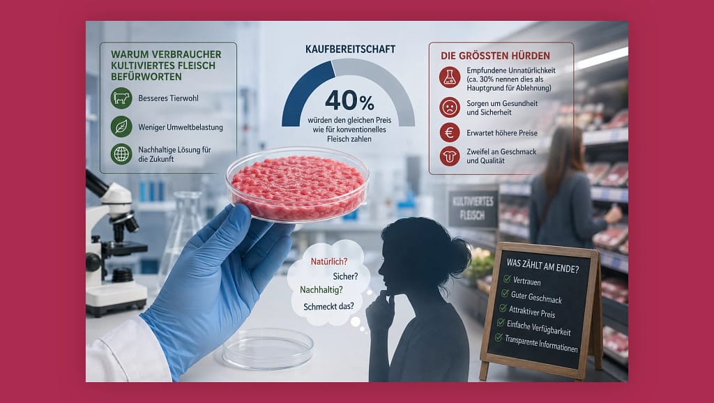 Kultiviertes Fleisch Akzeptanz - werden die Verbraucher Laborfleisch kaufen